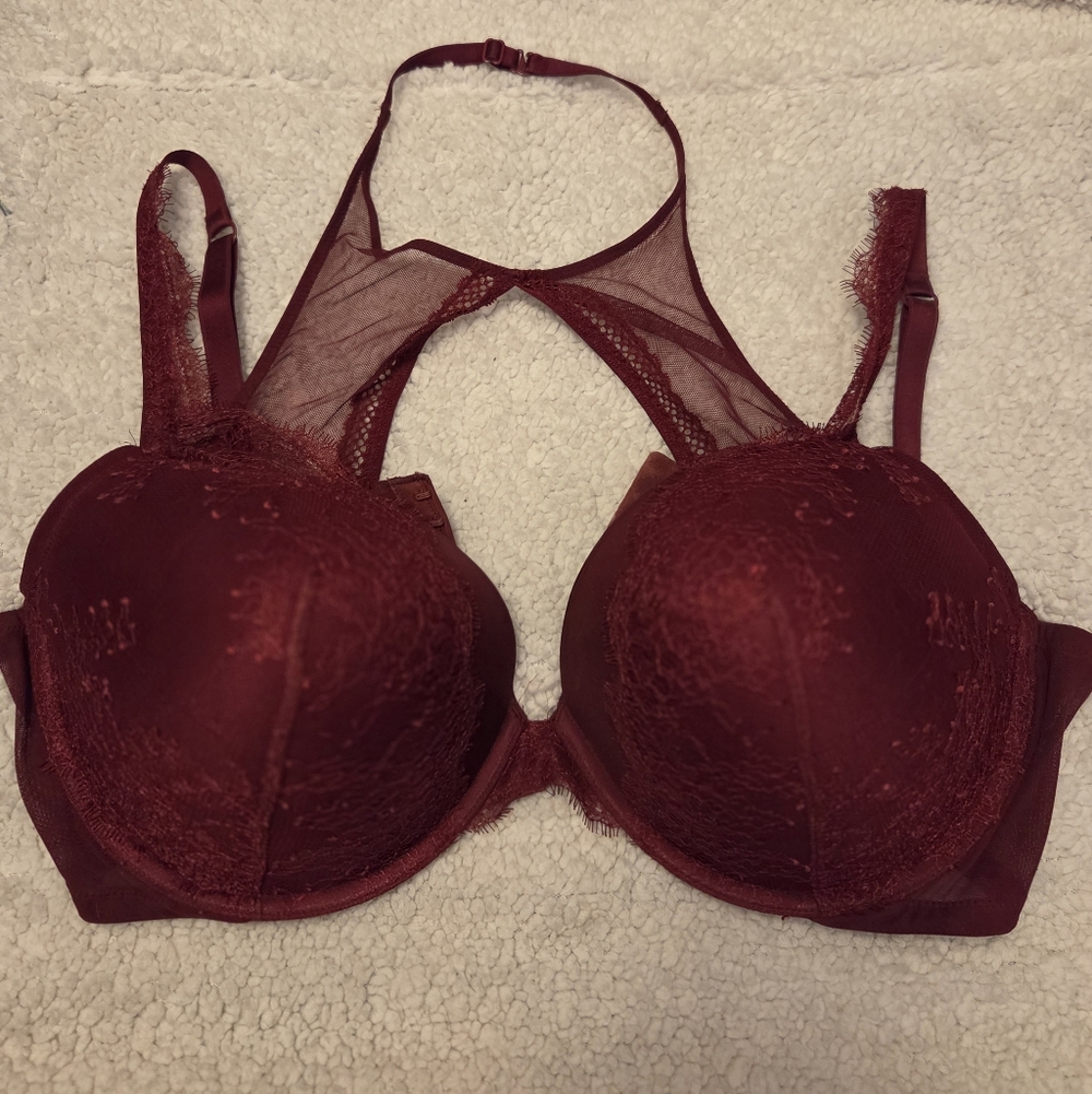 Victoria's Secret: Very Sexy Push-up Harness Burgundy Red Lace Bra. Size 40DD. - Picture 3 of 15
